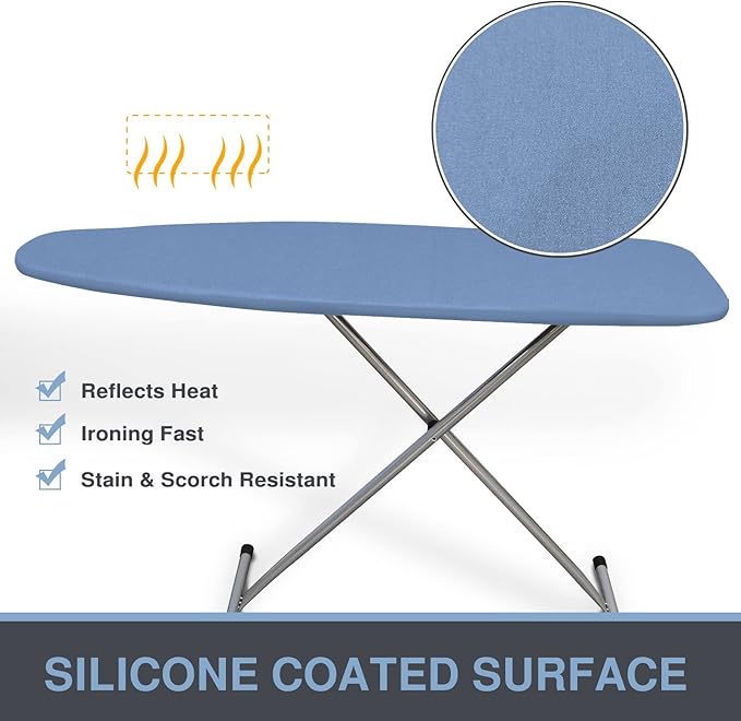 VividPaw Ironing Board Cover and Pad, 15x48,15x49, Thick Padding, Elastic Edge, Silicone Coated, Resist Scorching and Staining, Adjustable Fastener, Heavy Duty Padded Iron Board Covers
