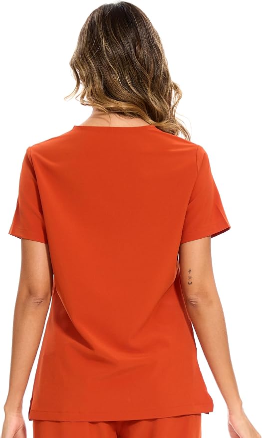 Scrubs Tops for Woman - Soft Stretch, V-Neck Tops | 3 Pockets, Side Split Design, Short Sleeve, Breathable & Lightweight Nursing Shirt, Easy-Care Fabric for All-Day Comfort