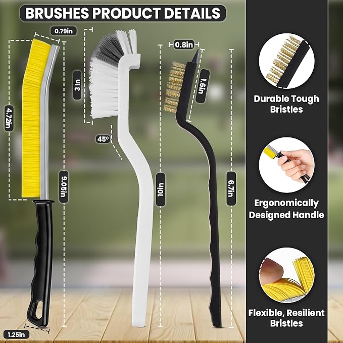 8 Pcs Crevice Cleaning Brush Set – Hard Bristle Cleaning Tools for Grout, Gaps & Narrow Spaces – Multi-Purpose Grout Brush, for Cleaning Bathroom, Shower, Window Tracks, Kitchen