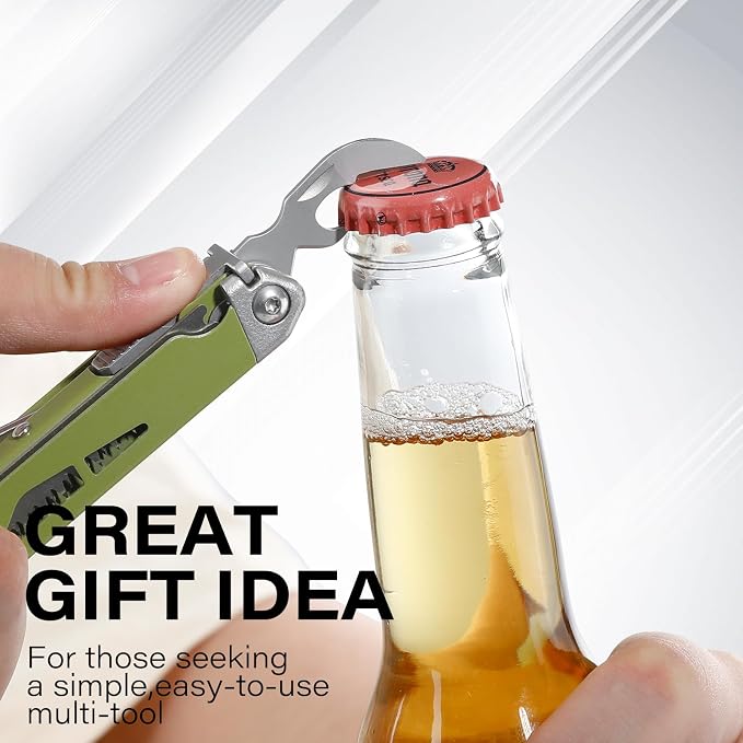 21-in-1 Multi Tool Pliers with Safety Locking and Spring-Action Scissors | Heavy-duty Stainless Steel Kit with Nylon Sheath for Work, Home, Garden, DIY & Auto, Olive Green