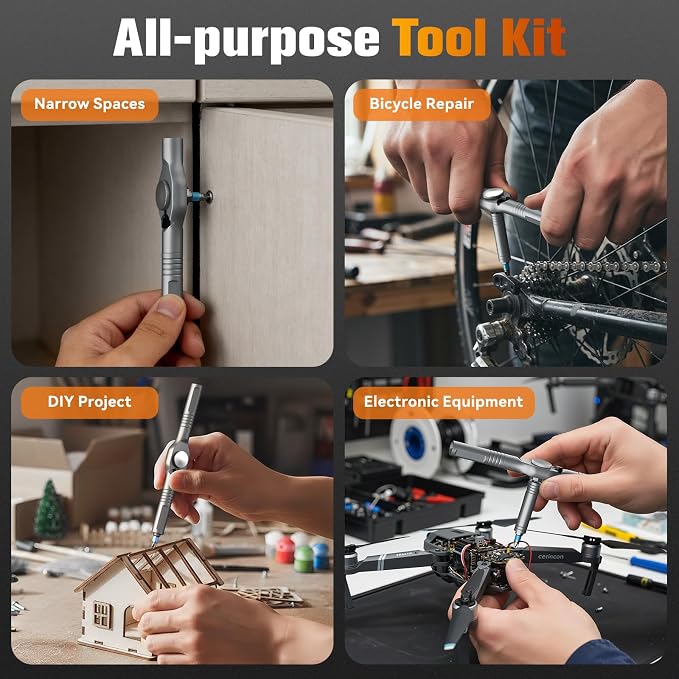 Housolution 66 in 1 Ratchet Screwdriver Set with Detachable Handle | 6.2° Ratchet Head, Multi S2 Steel Bit Free Combination, Portable Repair Tool Kit for Furniture, Computer, Bicycle, DIY