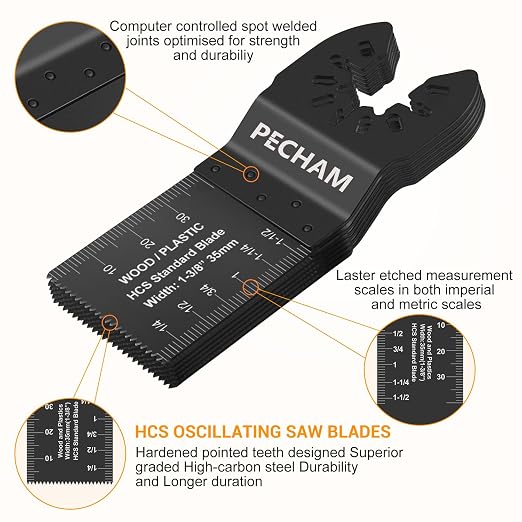Oscillating Tool Blade, 37PCS Universal Wood Metal Oscillating Multitool Quick Release Saw Blades Fit Porter Cable Black & Decker Rockwell Ridgid Ryobi Milwaukee DeWalt Chicago Craftsman