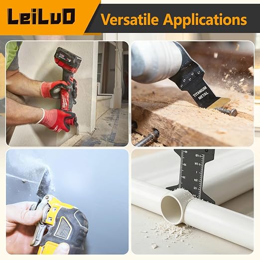 7 Pcs Universal Oscillating Saw Blades Extra Long Japanese Tooth & Titanium Multitool Blades for Wood with Nails Plunge Cut Oscillating Tool Blades Fit DeWalt Makita Milwaukee and More