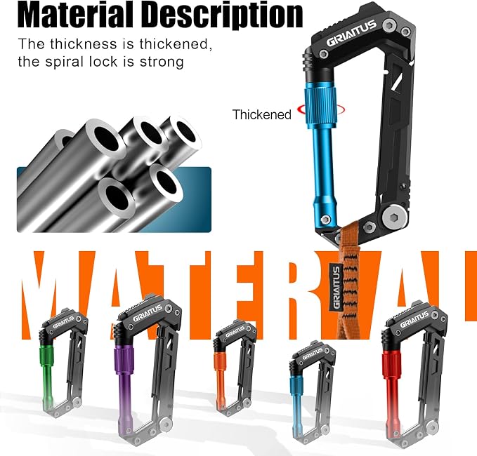 Carabiner Multitool with Pocket Knives, EDC Carabiners, for Camping (Blue) | Stocking Stuffers Gifts for Men, Serrated Knife, Rope Cutter, Screwdriver, Can Bottle Opener, Ruler, Folding Knife, Hiking