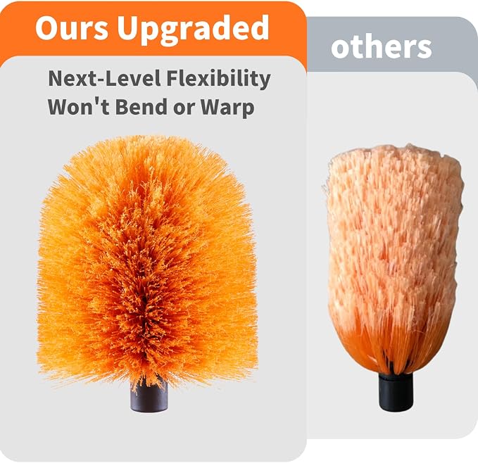 2 Pack Screw on Webster Cobweb Duster Head for Pole,Spider Web Brush, Cobweb Duster Head Attachment,Fits Standard 3/4 inch Threaded Poles (2, Orange)