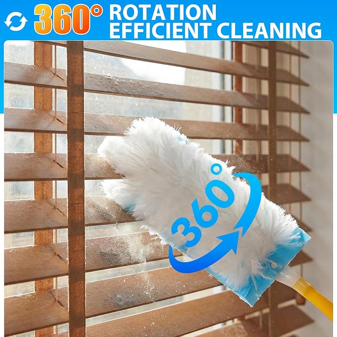 60 Count Larger Size Duster Refills for Swiffer Dusters with 1 Handle | Multi-Surface Feather Microfiber Duster Disposable Alternative, Heavy Duty Cleaning Kit for Home, Furniture, Blinds and Vent