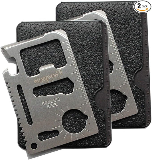 GUARDMAN Fathers Day Gift 2-Pack 11-in-1 Credit Card Multitool – Multitool Wallet Survival Tactical Tool with Knife, Bottle Opener & More – Dad Gift for Men