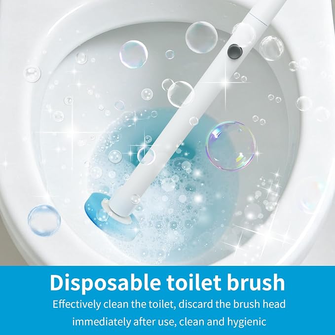 IwIeIaIrI 2 Pack Disposable Toilet Brush and Holder Set with 48 Toilet Wand Refills, Bowl Toilet Brush with Wall Mounted Holder, Limescale Remover Cleaning for Bathroom Cleaning, Bathtub(Cylinder)