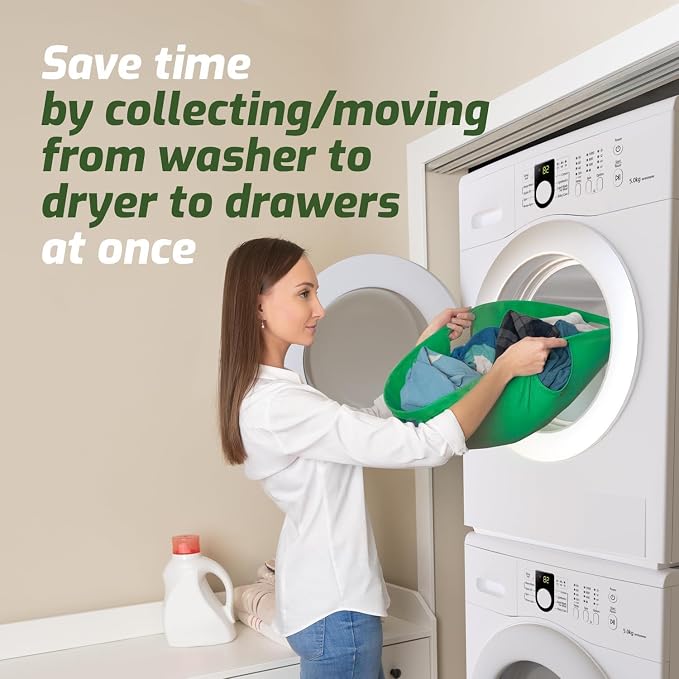 Laundry Turtle Collapsible Laundry Basket for Washer & Dryer (Green, Large)