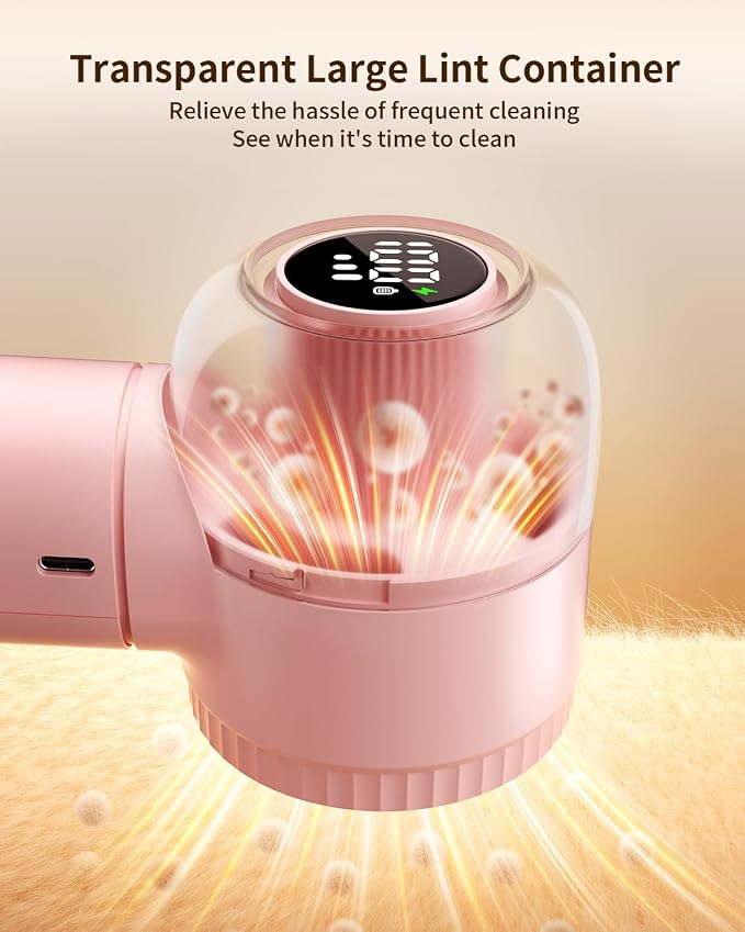 Fabric Shaver with Lint Brush, Large Lint Shaver with Digital Display | 3-Speeds Lint Remover with 6-Leaf Blades, 1200mAh Electric Sweater Shaver to Remove Pilling for Clothes, Furniture