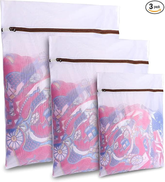 GOGOODA Mesh Laundry Bags for Delicates Durable Protective Wash Bags | Travel Storage Bags for Intimates Lingerie, 3PCS (S,M,L)