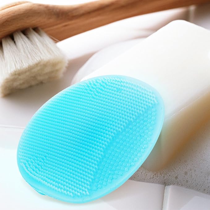 Super Soft Silicone Face Cleanser and Massager Brush Manual Facial Scrubber | INNERNEED Short Bristles Exfoliating Cleansing Handheld Mat Scrubber for Sensitive, Delicate, Dry Skin (Pack of 2)