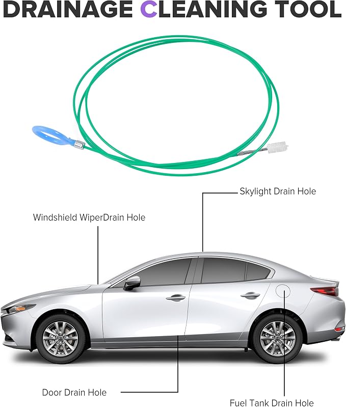 Sunroof Drain Cleaning Tool,Car Accessories Universal Flexible Car Cleaning Supplies,Automotive Tools Sun Roof Drain Cleaner Unclogger Tool with Tube,Used to Clean Auto Sunroof,Auto Wiper