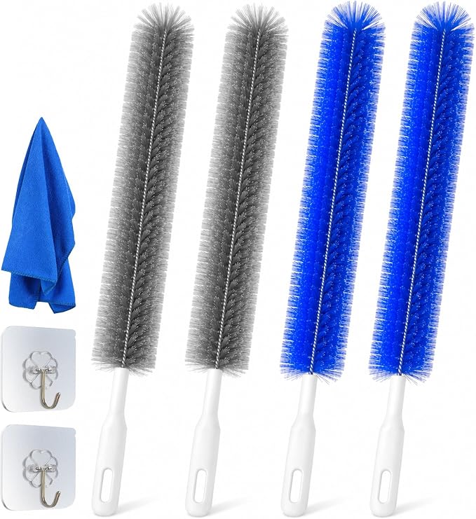 Bendable Microfiber Duster for Cleaning, Fan Cleaning Brush with Flexible Head, Reusable Fan Duster for Ceiling Fans, Blinds & Air Vents, Washable Dust Clean Brush for Home, Office & Car (Mixed,4PCS)