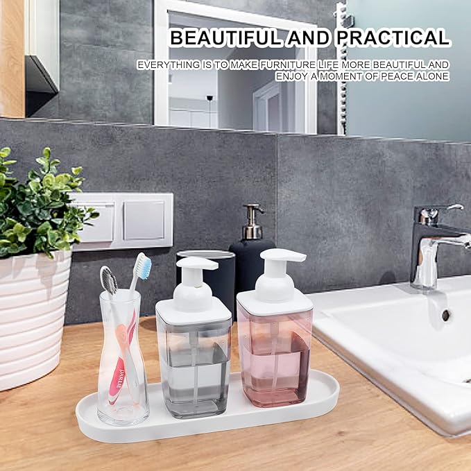 Ceramic Sink Tray, Bathroom Counter Tray, Bathtub, Cosmetics Dish, Candle, Perfume Shampoo Liquid Soap Simple Style Design Suit for Bathroom and Kitchen (White)