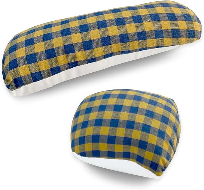 2 Pack Tailors Ham, Seam Roll Set, Premium Linen and Doll Cotton Press Ham Sewing Solid Tailor's Ham Kit Pressing Tool for Ironing Collar, Curved Seams, Yellow and Blue Plaid