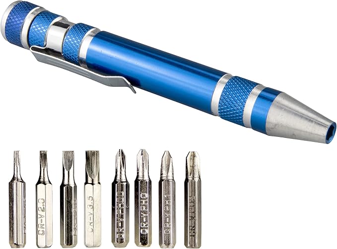 SWATOM 8 in 1 Mini Screwdriver Set Small Screwdrivers Pen Magnetic Repair Tools EDC Compact Precision Gadgets for Computer Eyeglasses Daily Home Improvement Use (Blue)