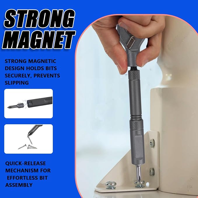 24 in 1 Magnetic Ratchet Screwdriver Set with Detachable T-Handle | S2 Steel Bits, Portable Compact Case, DIY Combination Flexible Shaft for Electronics, Appliances, Furniture, Home Repair