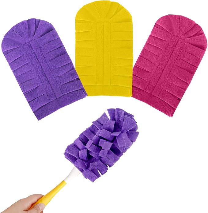 Fleece Reusable Duster Pads Compatible with Swiffer Hand Duster | 360 Duster Refill, Dusters Heavy Duty Refills, Microfiber Dusters Refills for Cleaning, 3 Pack (Handle is Not Included)