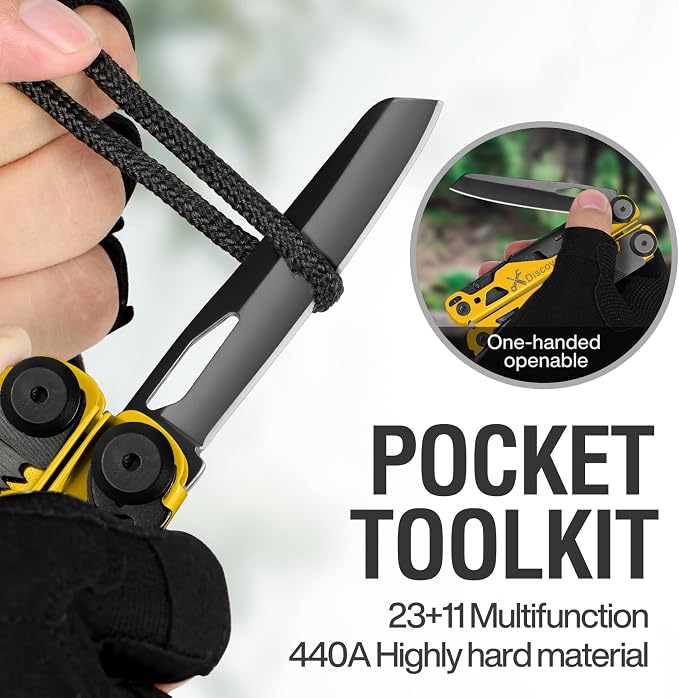 23 in 1 Multitool with Premium Gift Box, Cool Gadgets for Men (Yellow) | Include Screwdrivers Saw Screwdrivers Bottle Opener Pliers Camping Knife, Best Gift for Boyfriend Son Dad Him Husband