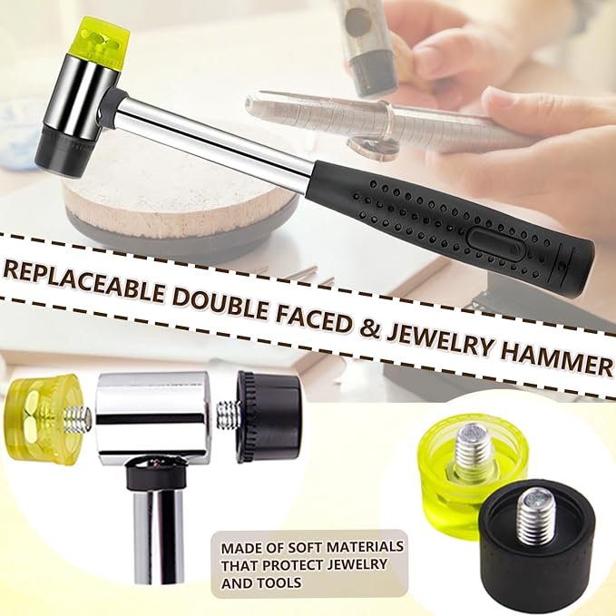 Ring Sizer Measuring Tool Ring Sizing Kit Ring Size Measurer Metal Jewelry Ring Mandrel and Mallet Finger Ring Shaper to Fix Bent Rings Fixer Reshaper Tool (10-Ring Size Shaper Tool)