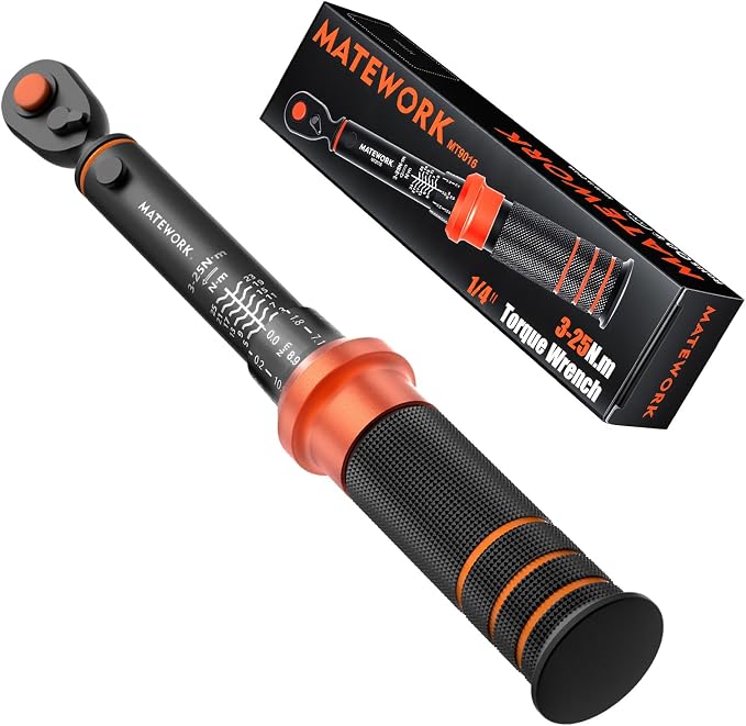 1/4 Torque Wrench, 3-25 Nm/26.6-221.3 in.lb, Mini 1/4" Drive Click Bike Torque Wrench Inch Pounds with 72-Tooth Dual-Direction, Small Bike Tool for Bicycle, MTB Maintenance, ±3% High Precision