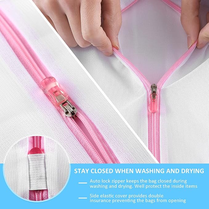 GOGOODA Mesh Laundry Bags for Delicates Durable Protective Wash Bags | Travel Storage Bags for Intimates Lingerie, 5PCS (1XXL,2L,2M)