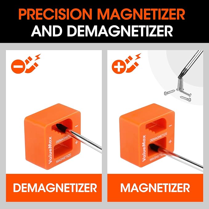 ValueMax 126-PC Magnetic Screwdriver Set with Plastic Racking Organizer, Magnetizer Demagnetizer, DIY Tools & Equipment for Men Women Mechanic, Herramientas Tool Bit Kit Home Improvement Gift