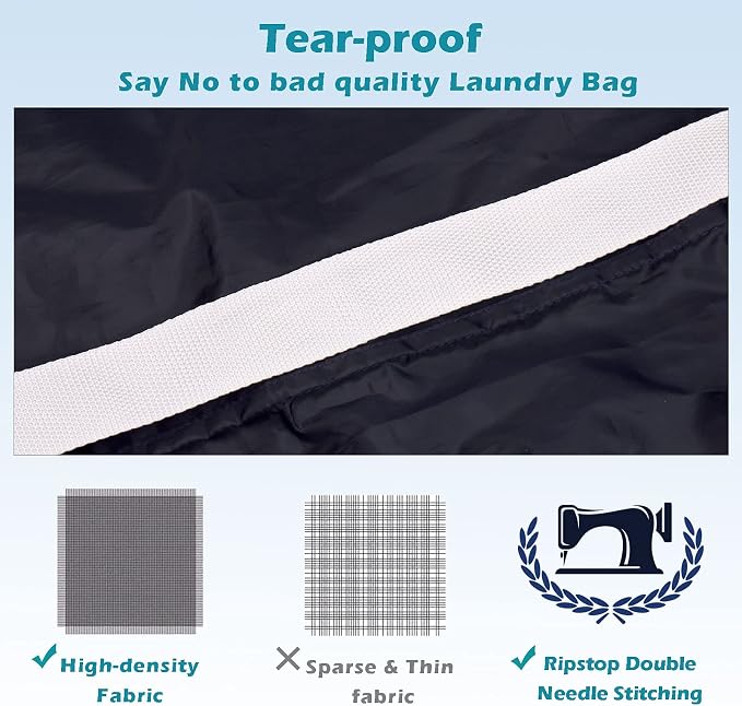 Coomee Heavy Duty Laundry Bag, 2 Pack XL Nylon Laundry Bags with Straps | Extra Large Laundry Bags, Drawstring Closure, Washable Large Dirty Clothes Organizer, Travel Bag Fits a Laundry Hamper