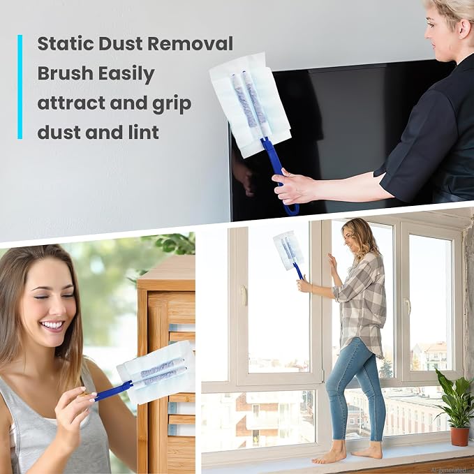 60 Count Disposable Duster Refills for Cleaning, for Swiffer Duster Refill | Multi-Surface Dusting Refills, Dusting Furniture, Blinds, Ceiling Fans, Helps Remove Allergens
