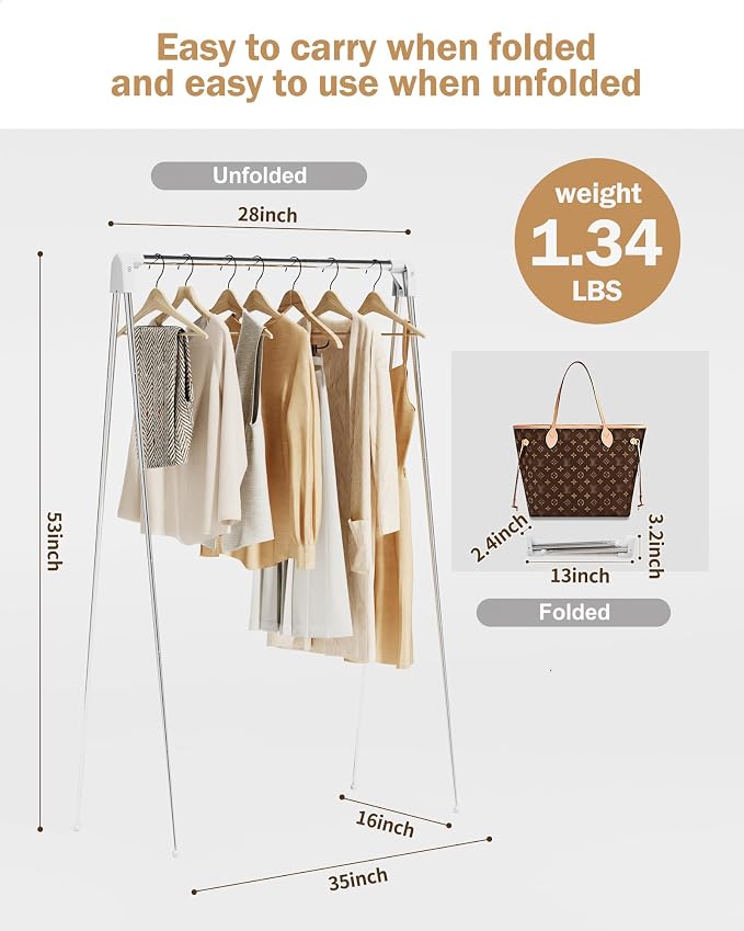 Travel Garment Rack,Portable and Foldable,Collapsible Clothing Rack | Portable, Easy to Store,with Small Space Occupation,This Folding Clothing Rack is Suitable for Travel and Dance.