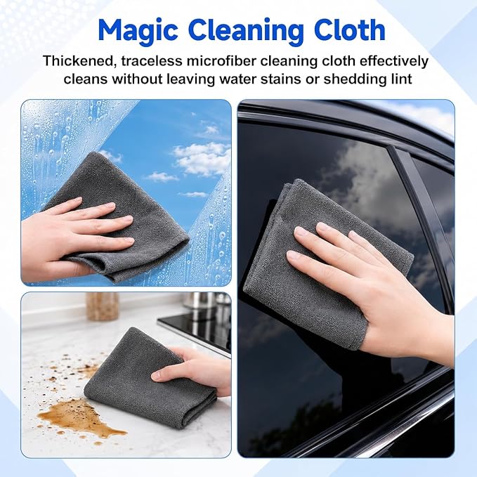 5-Pack Magic Cleaning Cloth, Microfiber Cleaning Cloths, Thickened Streak-Free Microfiber Towels Cleaning Cloth for Glass, Window, Kitchen, Stainless Steel, Cars, Reusable (20x30cm)