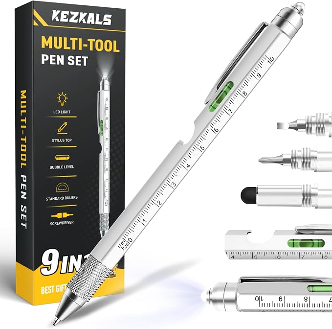 Gifts for Men 9 in 1 Multitool Pen Stocking Stuffers for Men Adults | Birthday Gifts for Mens Dad, 9-1 Multi Tool Pen, Mens Gift for Him Husband, Anniversary Christmas Gift for Him, Cool Gadgets