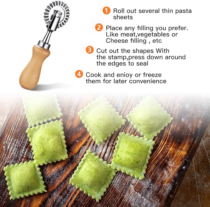 Pastry Wheel Cutter - Pasta Cutter Wheel - Ravioli Crimper Cutter Wheel for Home and Kitchen Use, 1.3inch