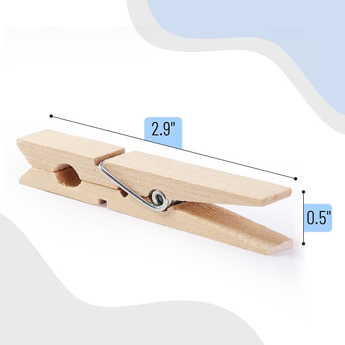 Mr. Pen- Wooden Clothes Pins, 2.9 Inch, 200 Pack, Bulk, Large Natural Wood Clips for Crafts, Classroom Projects, Hanging Photos, Chip Bags, Decoration, Rust Resistant Spring