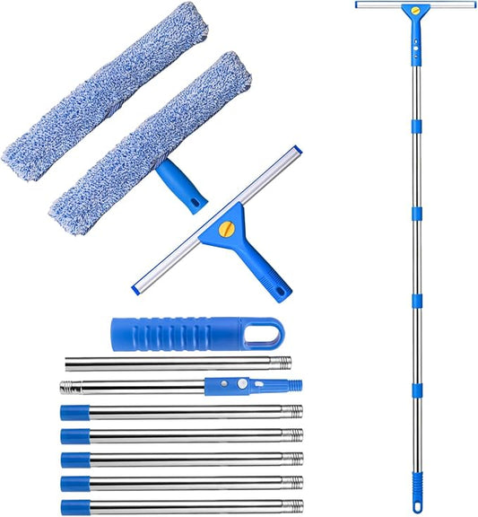 120“Professional Squeegee Window Cleaning Kit with Extension Pole,Window Cleaning Kit,Window Washing Tool for Indoor Outdoor Windows & Car Glass Easy to use, Great for high-Rise Hard-to-Reach Windows
