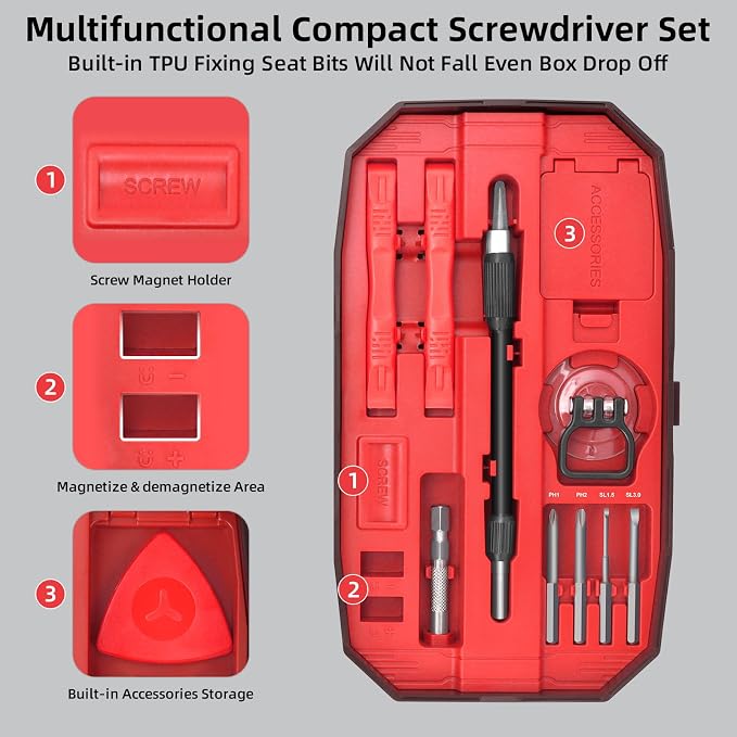 153 in 1 Precision Screwdriver Set for Electronic Repair Red | Magnetic Small Screwdriver Set with Torx, Pentalobe, Triwing, Mini Repair Tool Kit for Computer, Laptop, PC, PS5, Eyeglass