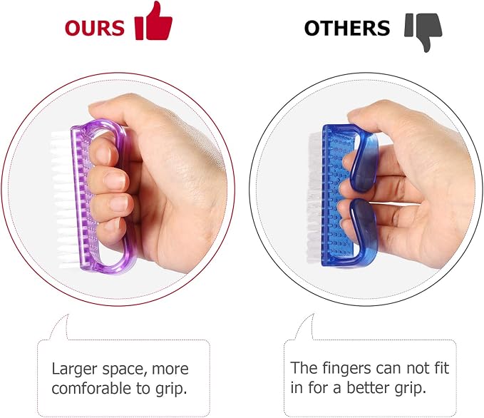 Larbois Handle Grip Nail Brush, Nail Brushes Hand Fingernail Brush Cleaner Scrubbing Kit Pedicure for Toes and Nails Men Women (4 Pack)