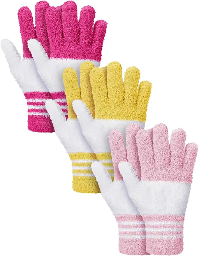 Patelai 3 Pairs Microfiber Plant Dusting Gloves Leaf Cleaning Gloves for Indoor Plants, Blinds, Furniture, House (White,Pink,Yellow,Rose Red,Medium)