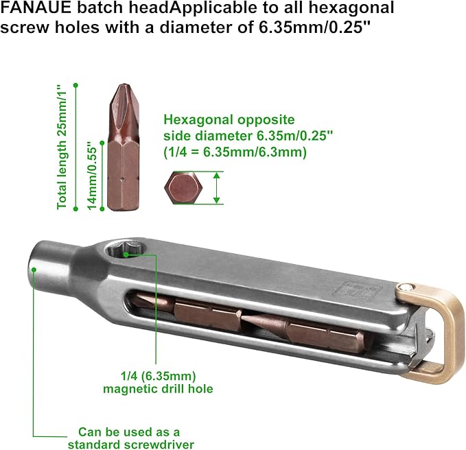 FANAUE Titanium Small EDC Multi Bit Pocket Screwdriver, Professional Grade Magnetic Repair Tool Kit, 10 in 1 Mini Precision Screwdriver Set Magnetic Repair Multitool for Daily Home Improvement Use.