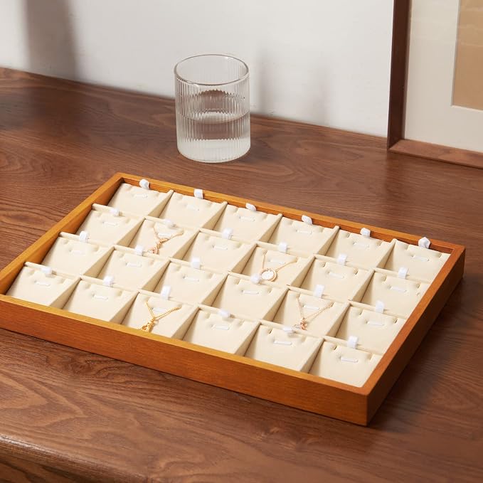 Oirlv Wooden Jewelry Tray,Jewelry Drawer Organizer,Necklace Display Tray | Stackable Design,Keep Necklaces Bracelets Flat and Untangled,Organizing and Presentinge Legantly on Dressers&in Dresser