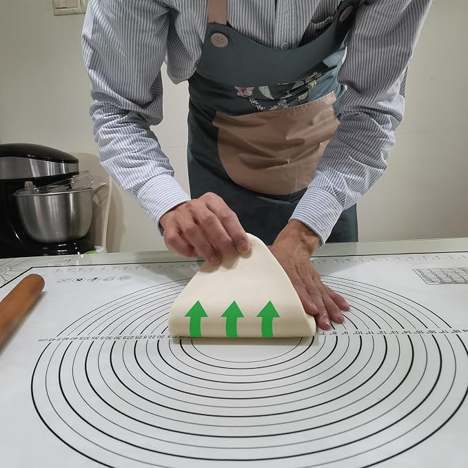 Yansumi silicone pastry non stick baking mat with measurement fondant mat with three sizes for silicone baking mat, counter mat, dough rolling mat,fondant/pie crust mat (Black, 32"L x 24"W)
