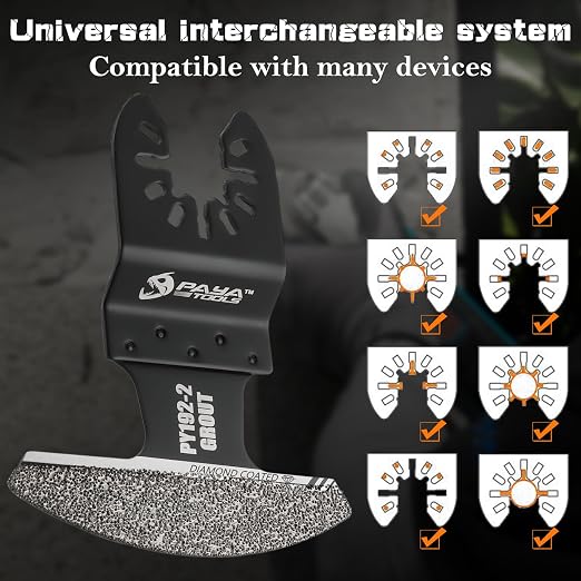 Universal Fit 40-50 Grit Diamond-Grit Edge Oscillating Blade for Grout Removal - 2-3/4" Cutting Width (3-Pack)