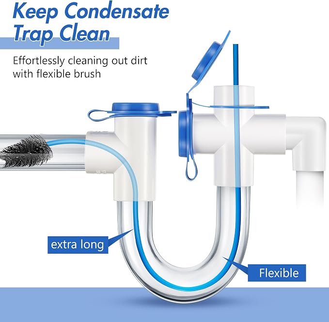 3 Pcs Condensate Trap Flexible Drain Brush, 48 Inch AC Drain Line Cleaning Brush for AC & HAVC Condensate P Trap, Blue