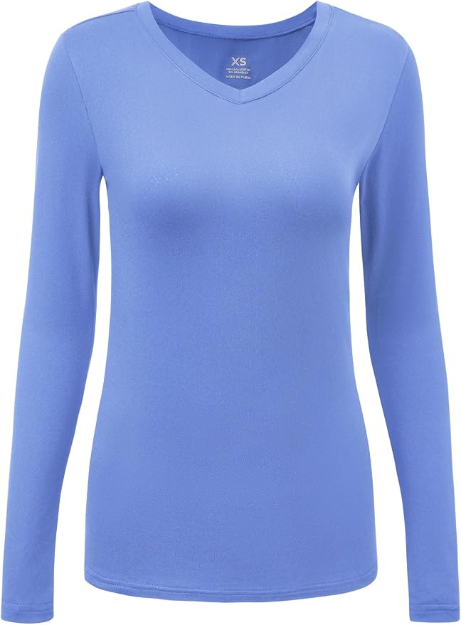 COZYFIT Women’s Underscrub Tee, V-Neck Long Sleeve Undershirt | Soft & Easy Care Fabric, Slim Fit, Smooth Touch, Comfort V-Neck Tee, Machine Wash, Multiple Sizes for Choose