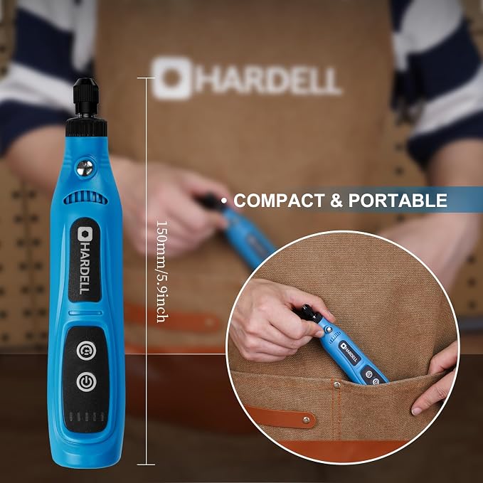 HARDELL Mini Cordless Rotary Tool 4V, 5-Speed 42pcs DIY Craft Tool Kit | Comfortable grip , Lightweight , Low noise, Suit for kids, DIY Cutting, Sanding, Polishing, Drilling, Engraving