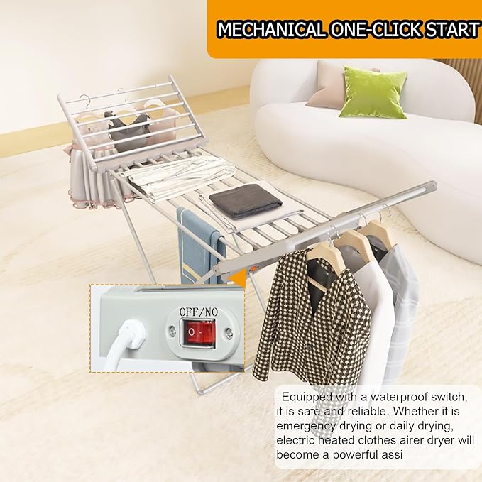(1 Pack) tatatagear Heated Drying Racks for Laundry Heated Clothes Airer Electric Clothes Dryer Rack