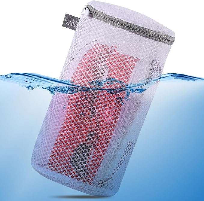 Shoe Washing Machine Bag, Mesh Laundry Bags for Sneaker, 7x15, 2Pcs | Shoe Bag for Washing Machine, Tennis, in Washer and Dryer, for Footwear, Trainers, Slippers, Prevent Tangling, Grey Zipper