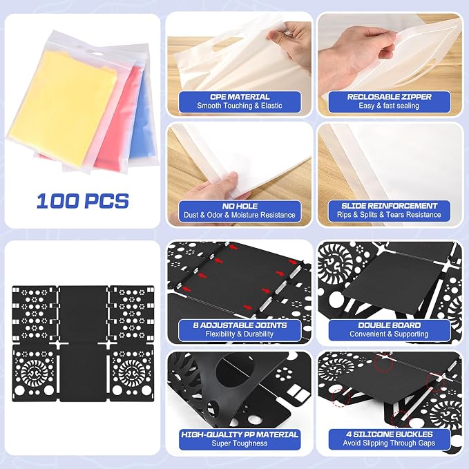BoxLegend Shirt Folder Board V3 with Shirt Bags Zipper 11x14 inch 100 PCS | Shirt Packaging, Frosted, Shipping Bags with Handle