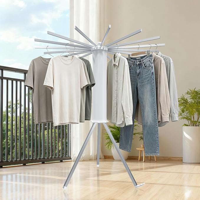 Tripod Foldable Clothes Rack,Garment Rack Portable with Collapsible Design | Freestanding Clothes Rack with Space-Saving Collapsible Design, Portable Clothing Organizer for Laundry Room, Bedroom